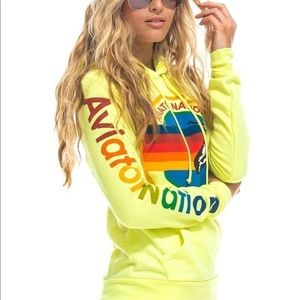 NWT Aviator Nation Austin, TX Hoodie // Neon Yellow